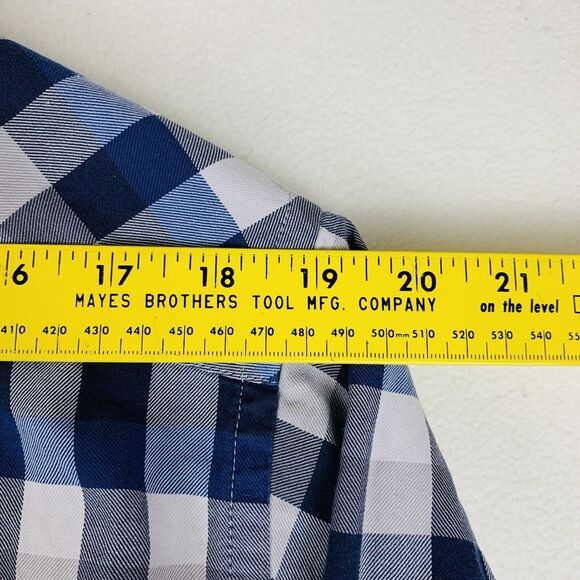 JARED LANG Women's Blue White Plaid Long Sleeve Button Down 100% Cotton Shirt XL - Picture 6 of 9